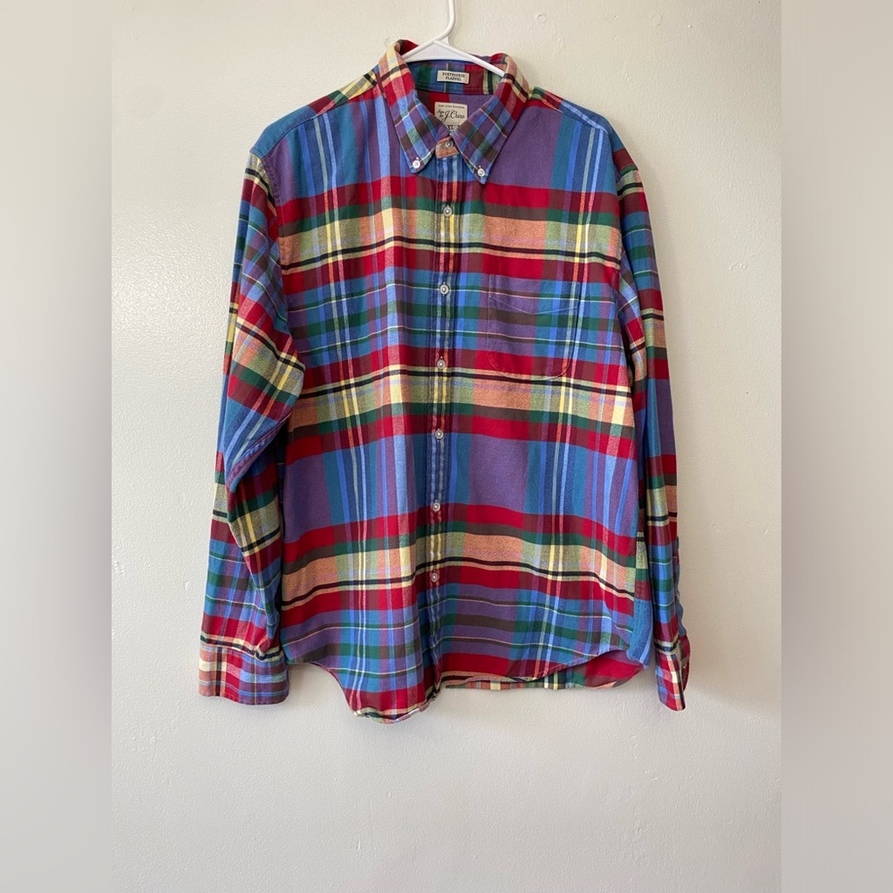 J.Crew Portuguese Flannel Multicolor Plaid Button Down Shirt Men’s XL